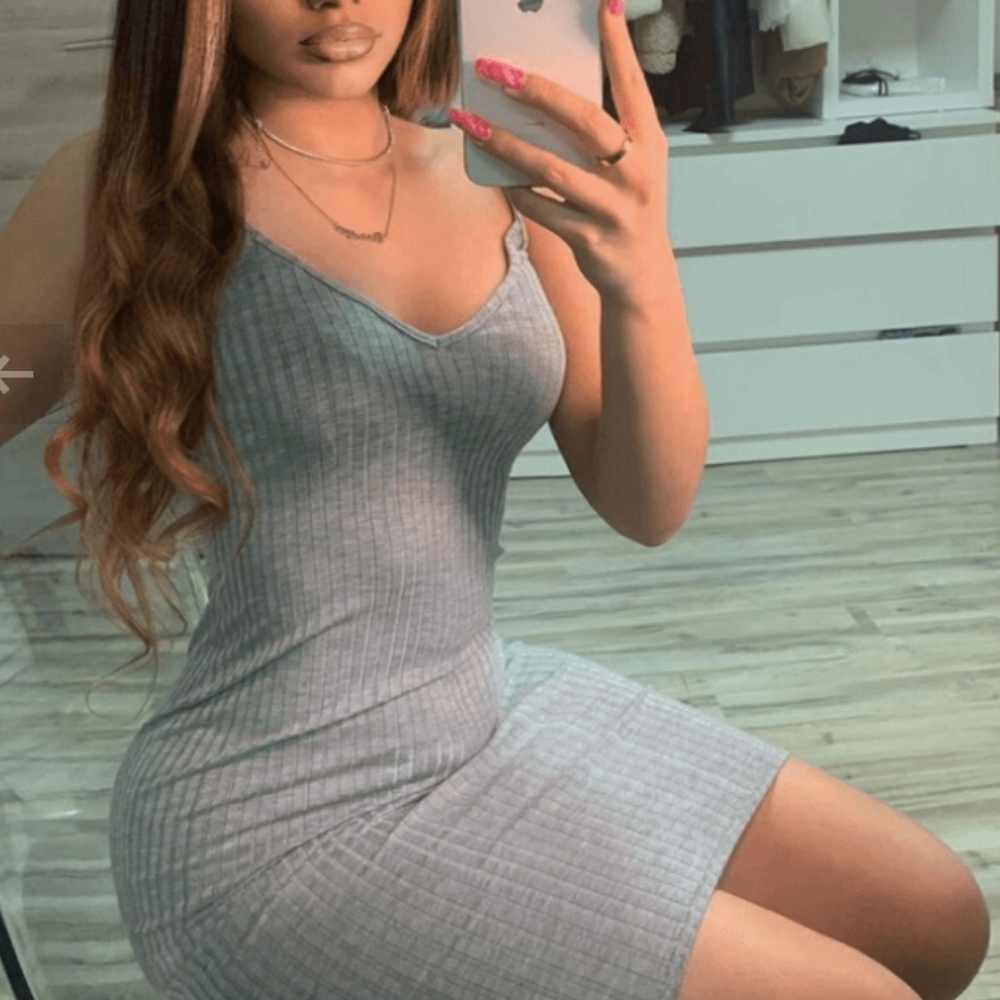 NWT Bodycon Dress Grey Plunge